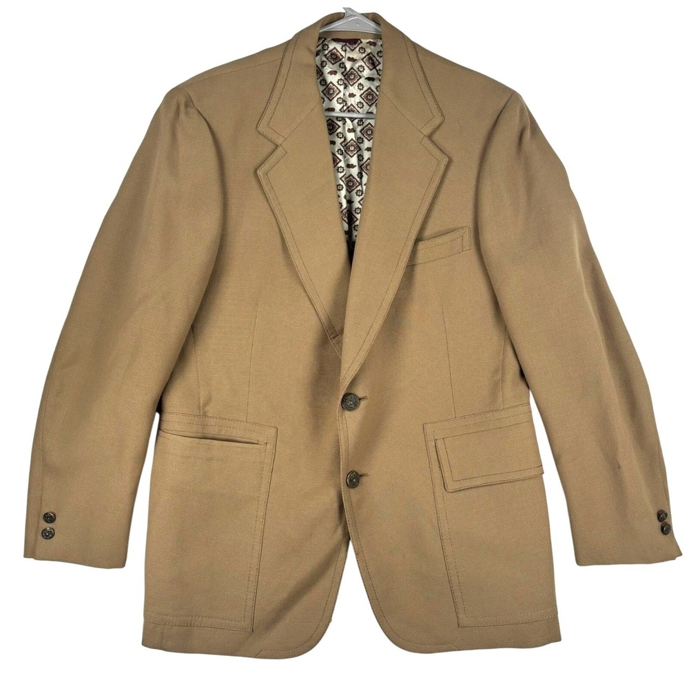 Hart Schaffner & Marx Sport Coat Tan Jack Nicklaus Golden Bear Vintage Mens 40R